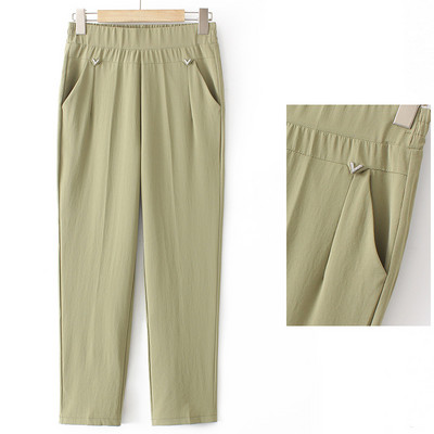 Pantaloni casual dama model drept cu element metalic si buzunare