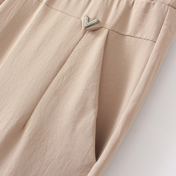 Pantaloni casual dama model drept cu element metalic si buzunare