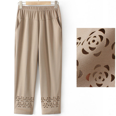 Casual γυναικείο παντελόνι σε μαύρο και μπεζ χρώμα