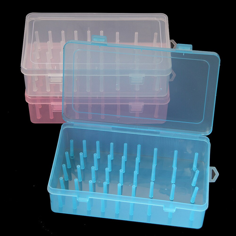 Õmblusniidikast 42 pooliga Suure mahutavusega käsitöö hoiupoolid Korralduskohver Tühjad poolid Organisaator kandikute pulgaga