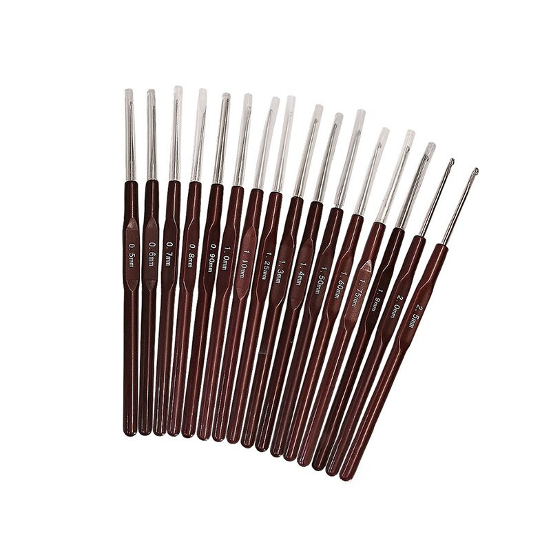 16 τμχ Βελονάκια λαβή βελόνες πλεξίματος Σετ βελονάκια πλεξίματος Καφέ Εργαλείο πλεξίματος Πουλόβερ βελόνα υψηλής ποιότητας ανθεκτικό