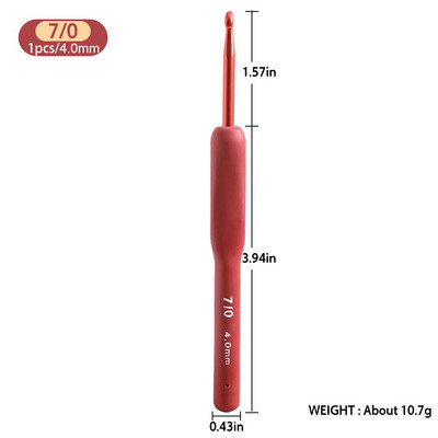 1 τεμάχιο εργονομικά βελονάκια με μαλακή λαβή Κόκκινο χρώμα Βελόνες αλουμινίου DIY 2,0-6,0 mm Βελόνες πλεξίματος Γυναικείο δώρο