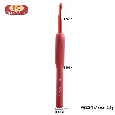 1 τεμάχιο εργονομικά βελονάκια με μαλακή λαβή Κόκκινο χρώμα Βελόνες αλουμινίου DIY 2,0-6,0 mm Βελόνες πλεξίματος Γυναικείο δώρο