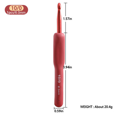 1 τεμάχιο εργονομικά βελονάκια με μαλακή λαβή Κόκκινο χρώμα Βελόνες αλουμινίου DIY 2,0-6,0 mm Βελόνες πλεξίματος Γυναικείο δώρο