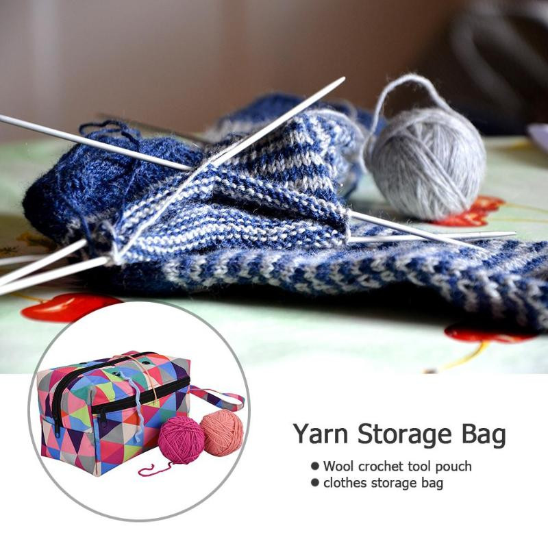 Vandeniui atsparus verpalų mezgimo maišelis nėrimo kabliukai siūlų laikymo krepšys siuvimo rinkinys.