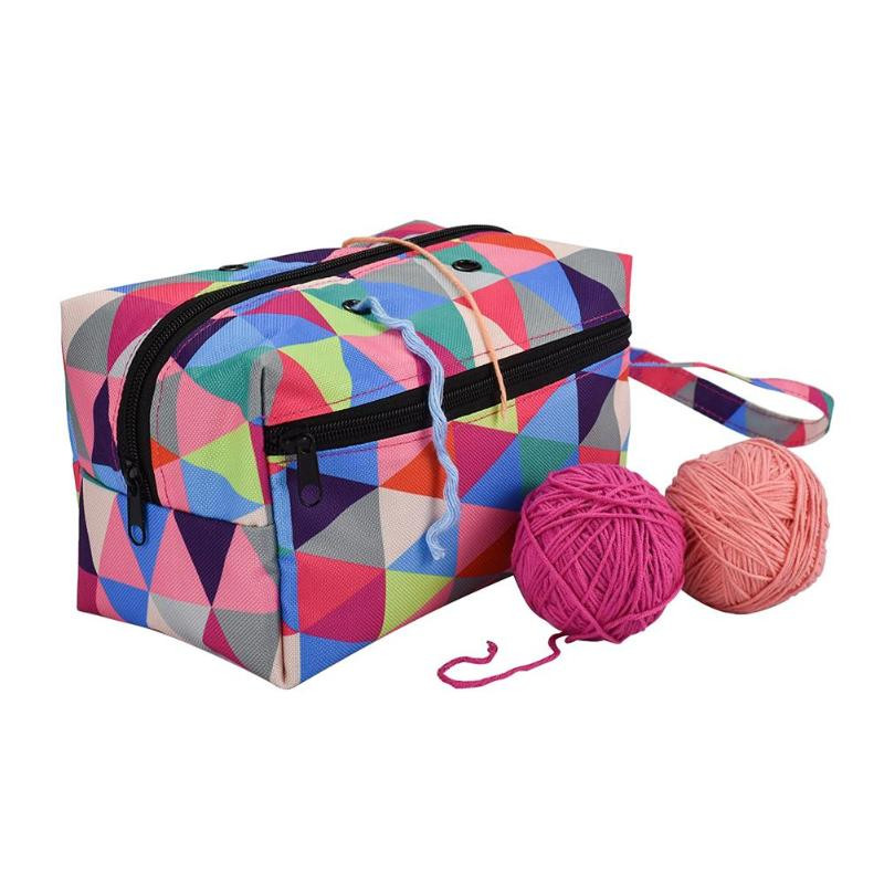 Vandeniui atsparus verpalų mezgimo maišelis nėrimo kabliukai siūlų laikymo krepšys siuvimo rinkinys.