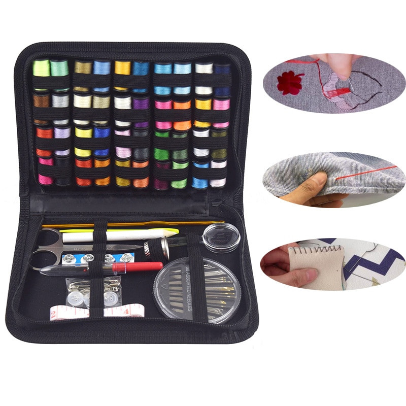 128 τμχ Σετ ραπτικής πλεξίματος Φορητό κουτί ραπτικής ταξιδιού Βελόνα με κλωστή Ραφή κέντημα Κιτ ραπτικής χειροτεχνίας Organizer Σετ ραπτικής