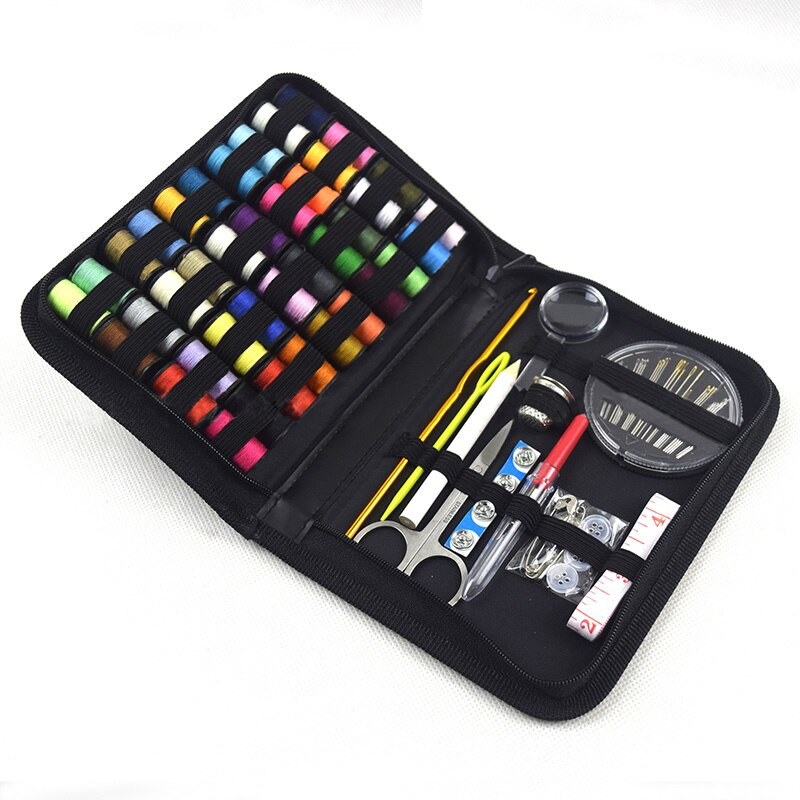 128 τμχ Σετ ραπτικής πλεξίματος Φορητό κουτί ραπτικής ταξιδιού Βελόνα με κλωστή Ραφή κέντημα Κιτ ραπτικής χειροτεχνίας Organizer Σετ ραπτικής