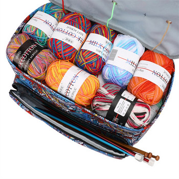 Чанта за съхранение на прежди Многофункционална чанта за плетене за конци Вълнена прежда Куки за плетене на една кука Игли Организатор Консумативи