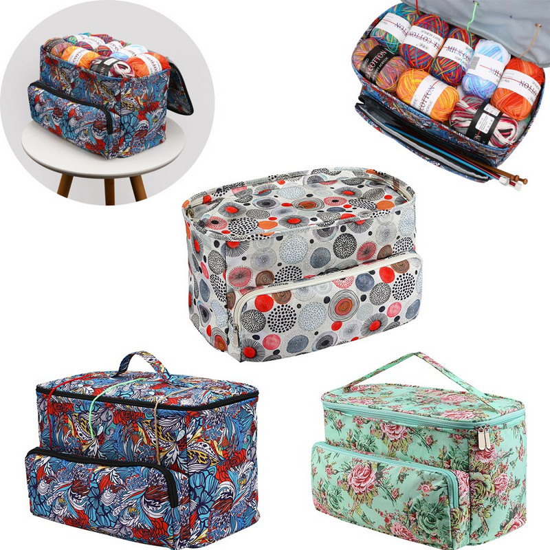 Fonaltároló táska Többfunkciós kötőtáska cérnához gyapjú fonalhoz horgolt tűhöz, rendező kellékek
