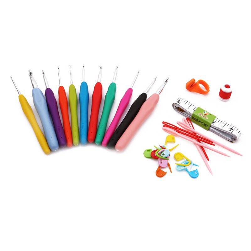 31 tk/komplekt värvilised heegelnõelad lõng kudumisvardad õmblustööriistade komplekt 11 segu 2 ~ 8 mm heegelnõelad lõng käsitöö kudumisriistad