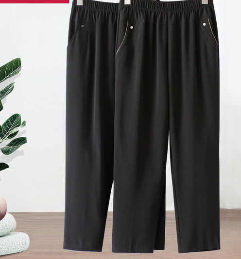 Naiste elastse vöökoha ja sirge säärega püksid