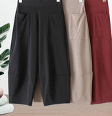 Φαρδύ μοντέλο γυναικείο παντελόνι με μπροστινές τσέπες