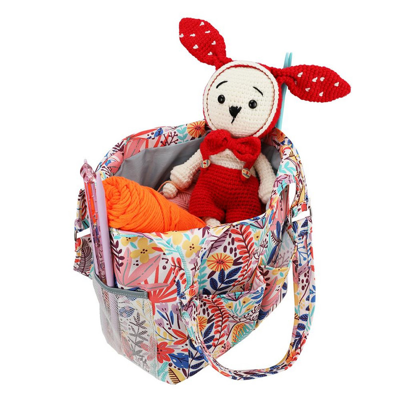 Ace de tricotat Geantă Set de cusut DIY Depozitare Croșete Ață Pungă de depozitare Fire DIY Suport Organizator Lână Croșetată Geantă