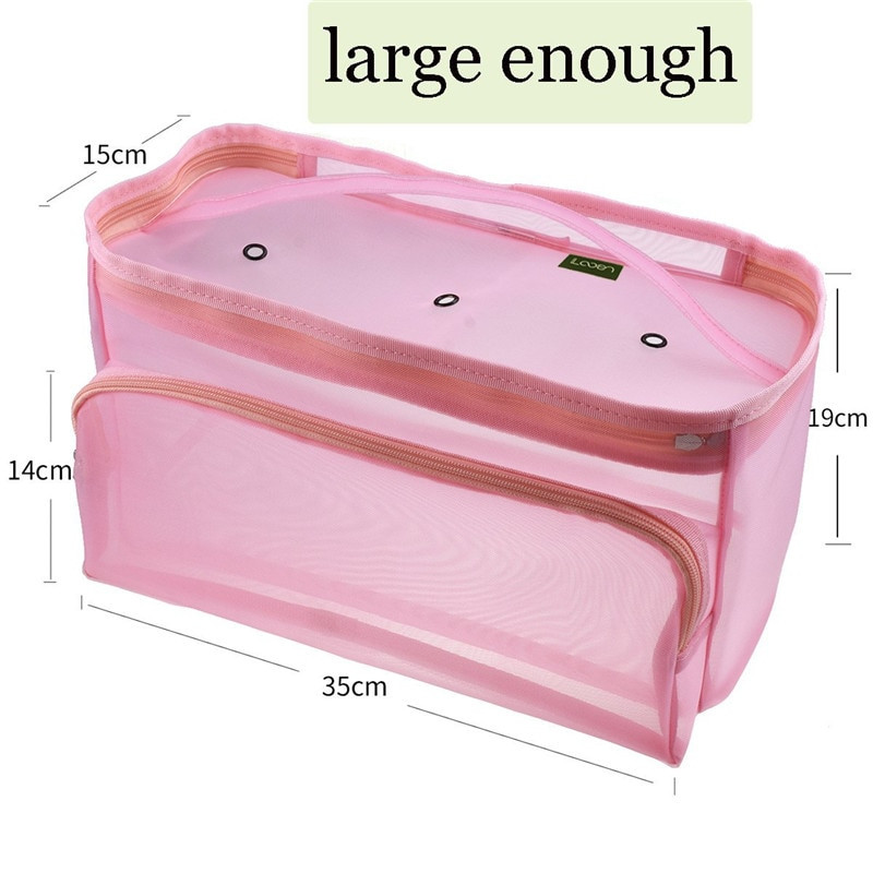 KOKNIT Geantă din plasă de depozitare a firelor pentru 3 găuri Fir de fire Blocare cu fermoar cu orificiu Genți din plasă Container croșetat Geanta portabilă ușoară