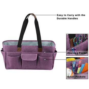 2022 Чанта за съхранение на прежди Чанта за плетене Тоте Чанта лилав цвят Куки за плетене на една кука Waterproff Органайзер Чанта за шевни аксесоари Дамски подарък