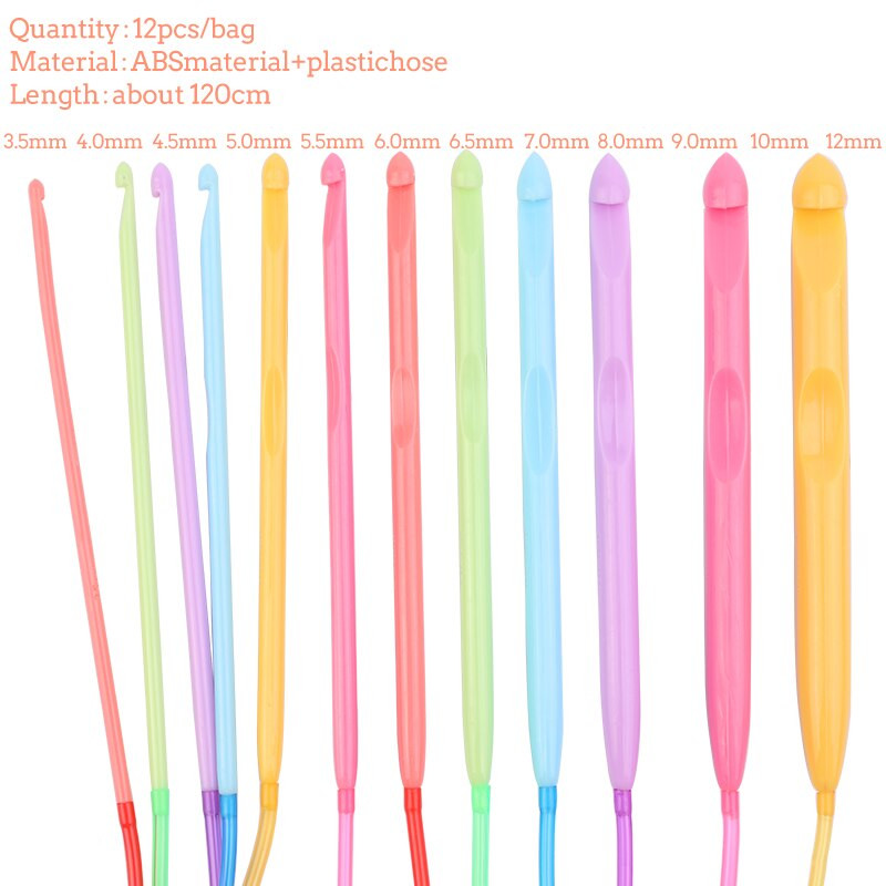 Nonvor 12 buc/set covor afgan tunisian croșetat set tub elastic colorat din plastic 120 cm covor covor țesut ace de tricotat