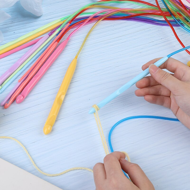 Nonvor 12 buc/set covor afgan tunisian croșetat set tub elastic colorat din plastic 120 cm covor covor țesut ace de tricotat