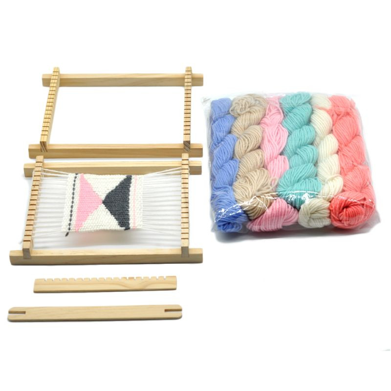 Drvo Pletenje Tkalački stan Komplet pređe za tapiserije Ručni tkalački stroj DIY ručno izrađeni alat za početnike Djecu Odrasle Roditelj-dijete
