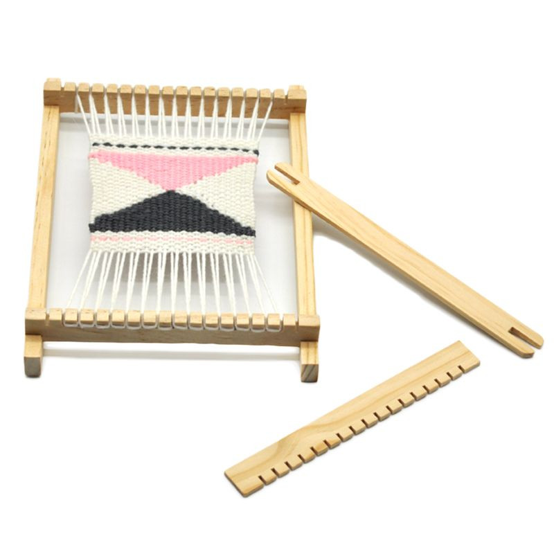 Drvo Pletenje Tkalački stan Komplet pređe za tapiserije Ručni tkalački stroj DIY ručno izrađeni alat za početnike Djecu Odrasle Roditelj-dijete