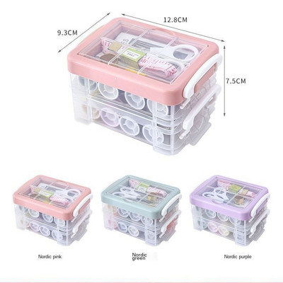 Cutie de depozitare ață de cusut transparentă din plastic Bobine de artizanat Suport container de depozitare Carcasă de organizare Accesorii pentru ace de tricotat