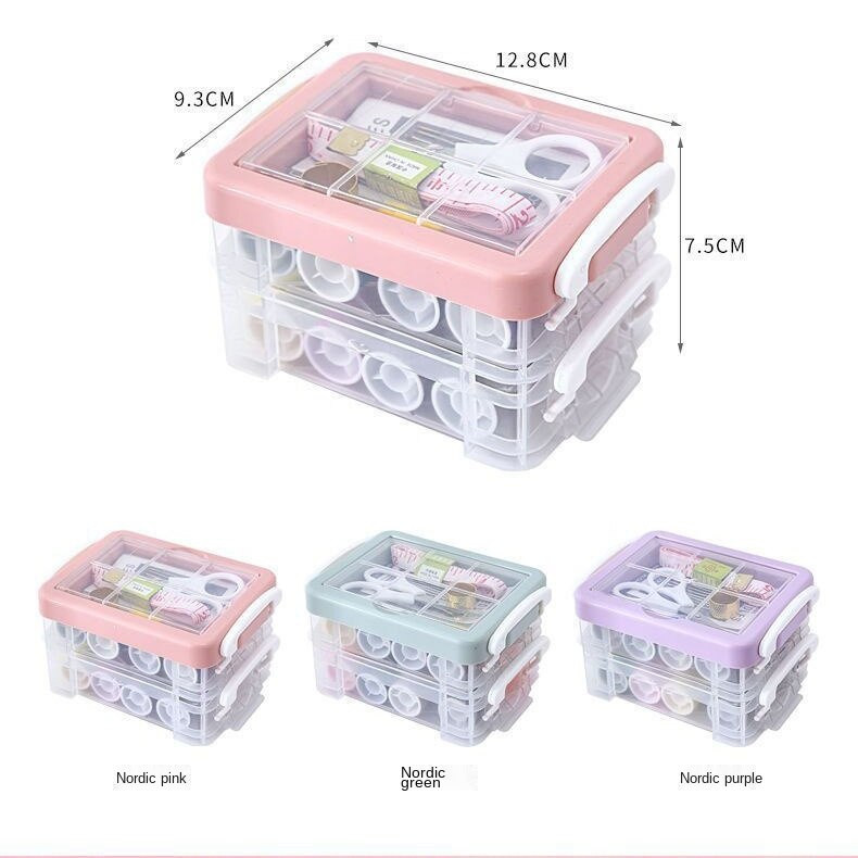 Cutie de depozitare ață de cusut transparentă din plastic Bobine de artizanat Suport container de depozitare Carcasă de organizare Accesorii pentru ace de tricotat