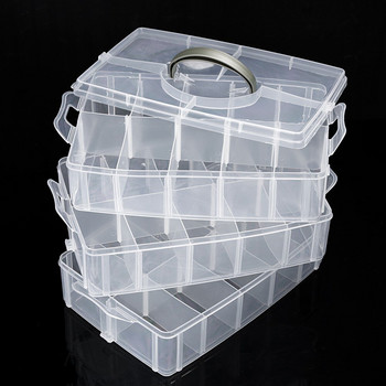 3 στρώσεις 30 θήκες Clear Storage Box Δοχείο κοσμημάτων με σφαιρίδια Organizer θήκη