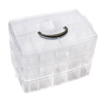 3 στρώσεις 30 θήκες Clear Storage Box Δοχείο κοσμημάτων με σφαιρίδια Organizer θήκη