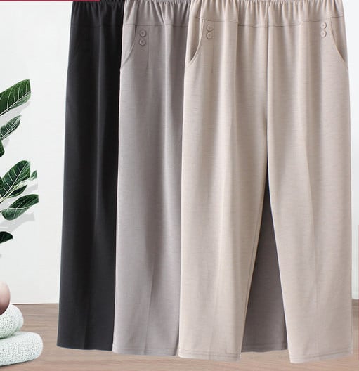 Naiste vabaajapüksid kõrge elastse vöökohaga