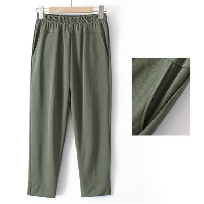 Naiste laia säärega püksid kõrge vöökoha ja nööpidega säärtes