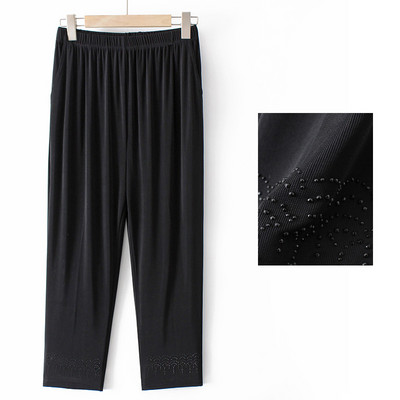 Casual γυναικείο παντελόνι με λάστιχο μέση και διακοσμητικές πέτρες