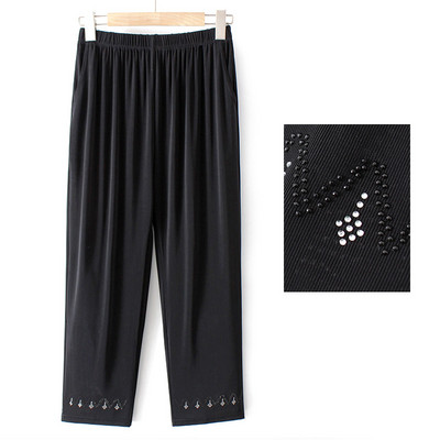 Casual γυναικείο παντελόνι με λάστιχο μέση και διακοσμητικές πέτρες