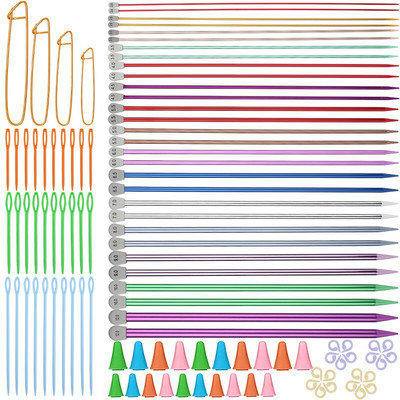 Σετ βελονάκι πολλαπλών μεγεθών RORGETO Πλαστικές βελόνες πλεξίματος αλουμινίου Καρφίτσα ύφανσης με καπάκι βελόνας Σετ εργαλείων ραπτικής