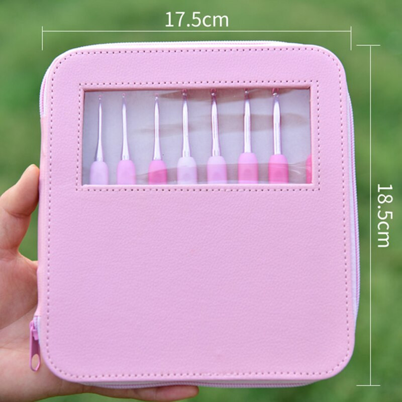 9 τμχ/σετ Χειρολαβή Σετ βελονάκι πλεξίματος αλουμινίου Βελόνες πλεξίματος ύφανσης νήμα χειροτεχνίας Πλεκτό μεσαία εργαλεία ραπτικής με τσάντα