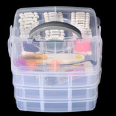 Cusut Depozitare Broderie Organizator stivuibil cu 3 niveluri Cutie container Artizanat Mărgele Bijuterii Grile detașabile Accesorii Cutie mare