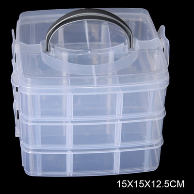 Cusut Depozitare Broderie Organizator stivuibil cu 3 niveluri Cutie container Artizanat Mărgele Bijuterii Grile detașabile Accesorii Cutie mare