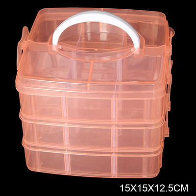 Cusut Depozitare Broderie Organizator stivuibil cu 3 niveluri Cutie container Artizanat Mărgele Bijuterii Grile detașabile Accesorii Cutie mare