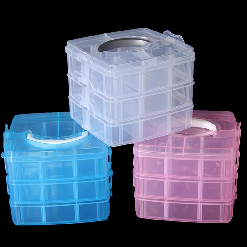 Cusut Depozitare Broderie Organizator stivuibil cu 3 niveluri Cutie container Artizanat Mărgele Bijuterii Grile detașabile Accesorii Cutie mare