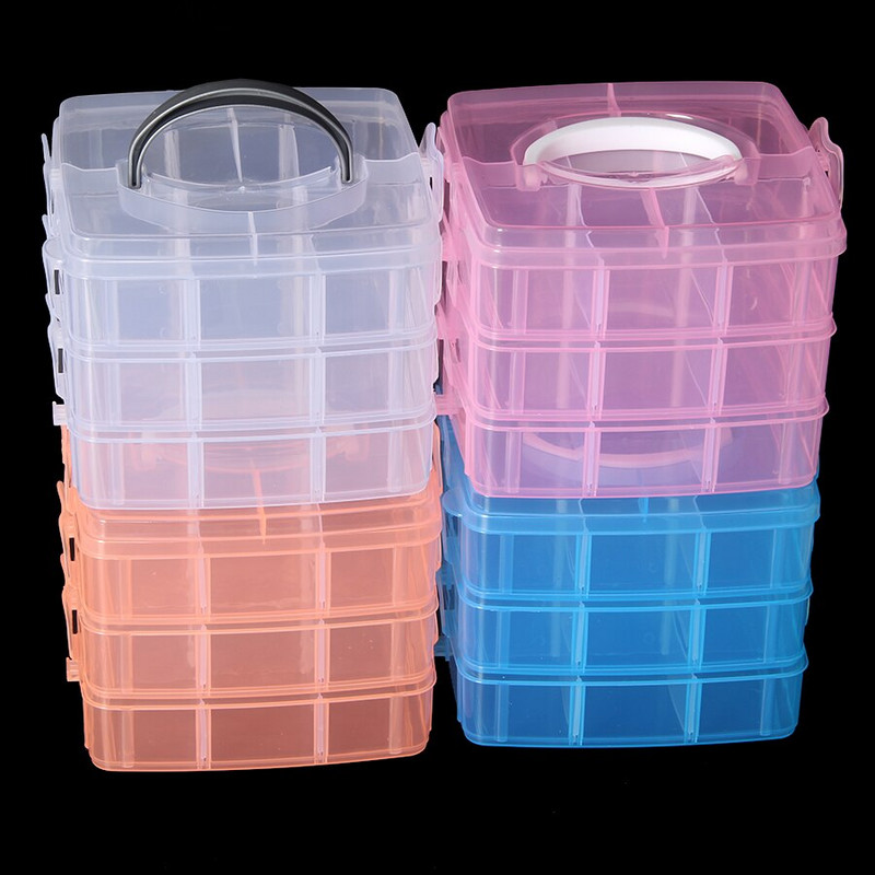 Cusut Depozitare Broderie Organizator stivuibil cu 3 niveluri Cutie container Artizanat Mărgele Bijuterii Grile detașabile Accesorii Cutie mare