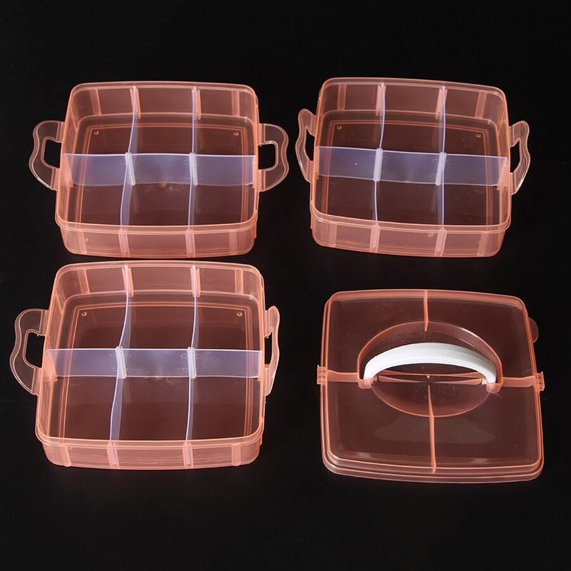 Cusut Depozitare Broderie Organizator stivuibil cu 3 niveluri Cutie container Artizanat Mărgele Bijuterii Grile detașabile Accesorii Cutie mare