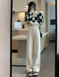 Ženske hlače visokog struka širokih nogavica s logotipom