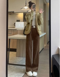 Ženske hlače visokog struka širokih nogavica s logotipom