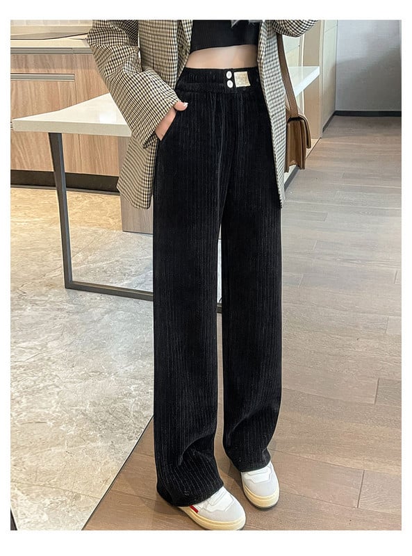 Ženske hlače visokog struka širokih nogavica s logotipom