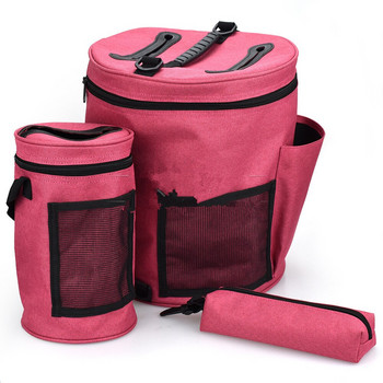 Μάλλινη τσάντα οργάνωσης αποθήκευσης καμβά για βελόνες πλεξίματος Νήμα μπάλα κροσέ προμήθειες Organizer Tote για εργαλεία ύφανσης Τσάντα με βελονάκι
