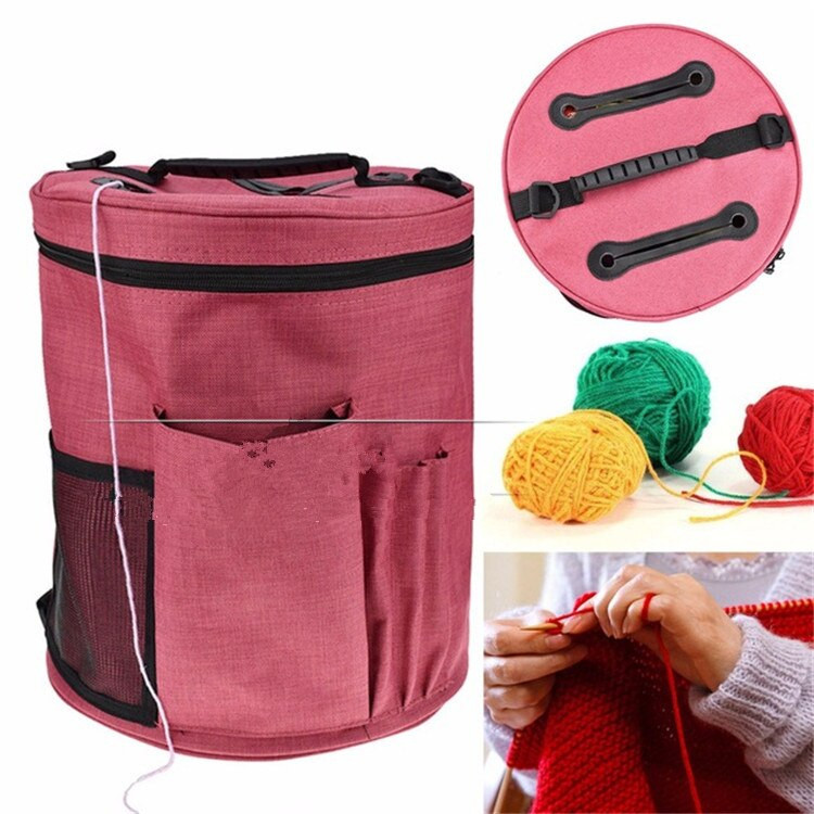 Μάλλινη τσάντα οργάνωσης αποθήκευσης καμβά για βελόνες πλεξίματος Νήμα μπάλα κροσέ προμήθειες Organizer Tote για εργαλεία ύφανσης Τσάντα με βελονάκι