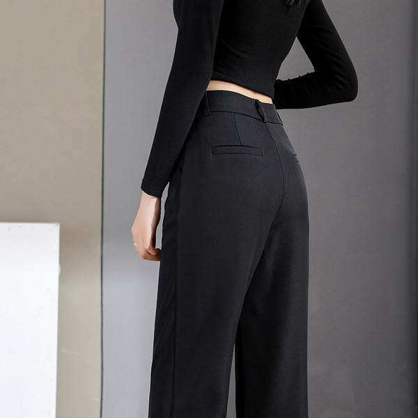 Naiste vabaaja kõrge vöökohaga sirged püksid