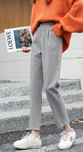 Pantaloni de dama de culoare uni cu buzunar