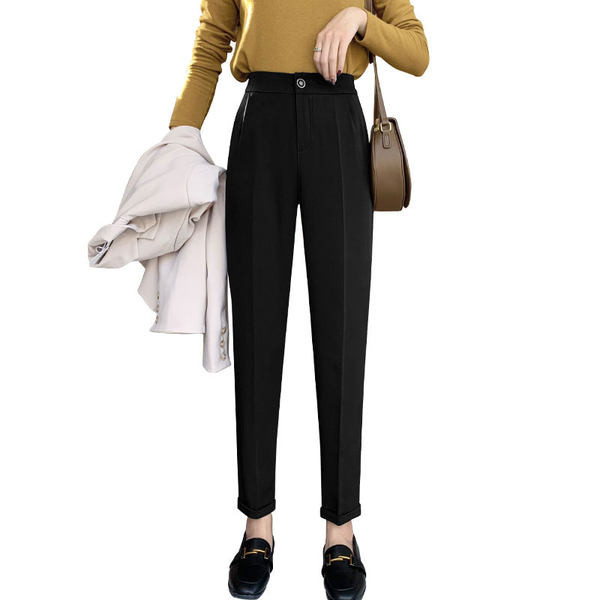 Pantaloni de dama de culoare uni cu buzunar