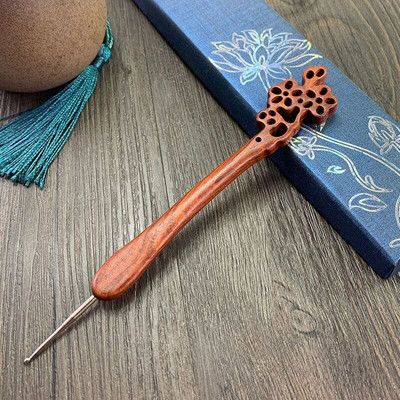 Βελονάκι σανταλόξυλο Χειροποίητη βελόνα πλεξίματος Δαντέλα Agulha από ανοξείδωτο ατσάλι για πλέξιμο