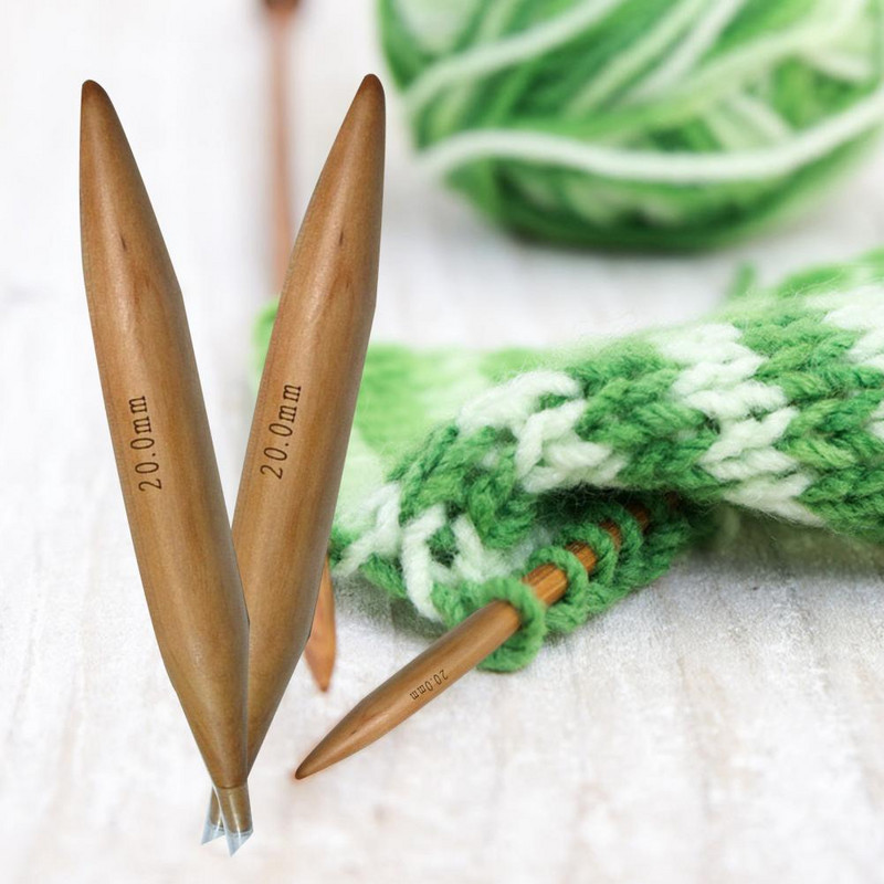 2 tk/komplekti heegelnõelad, sile ots, puidust ringikujulised paksud kudumisvardad kampsunid kudumisvardad paksu lõnga õmblustööriistad